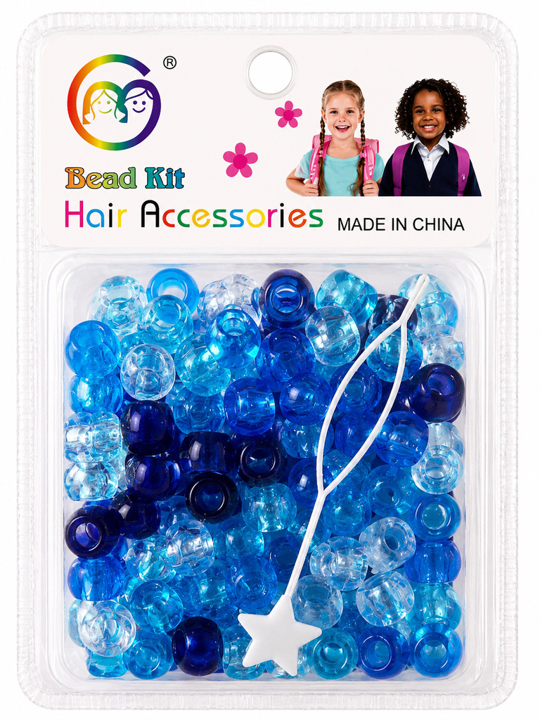 Kit de perles cristal océan-bleu azur, bleu nuit et transparent