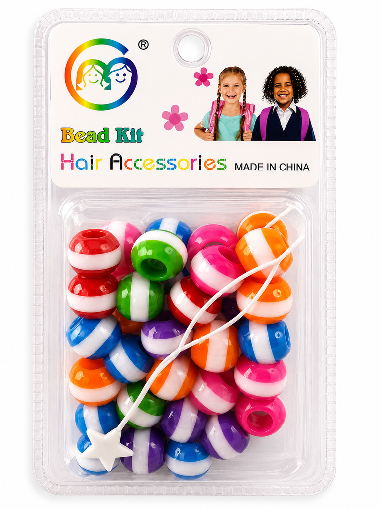 Kit de perles rayées -mix multicolores pop