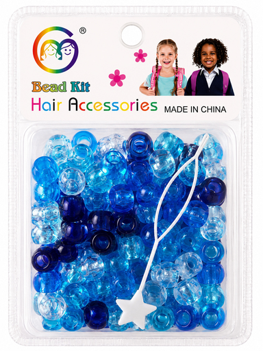 Kit de perles cristal océan-bleu azur, bleu nuit et transparent