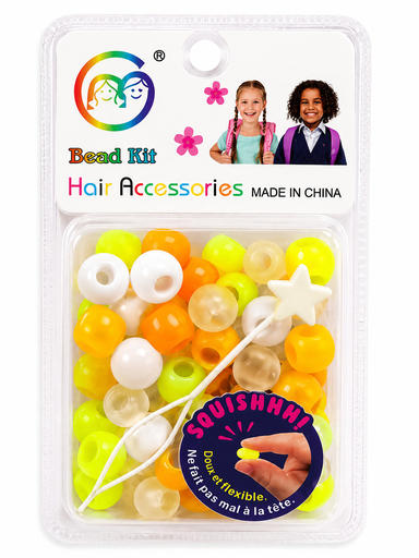 Kit de perles duo translucide-jaune citron et blanc