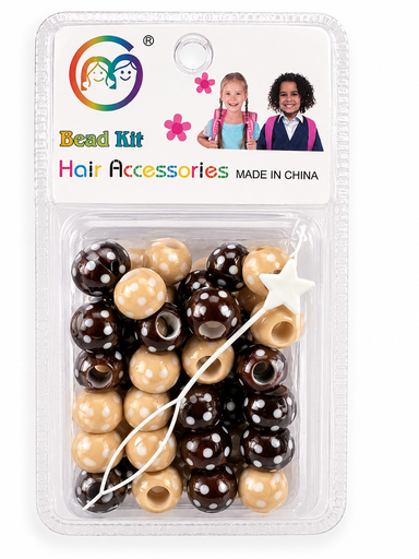 Kit de perles à pois - beige vanille et chocolat