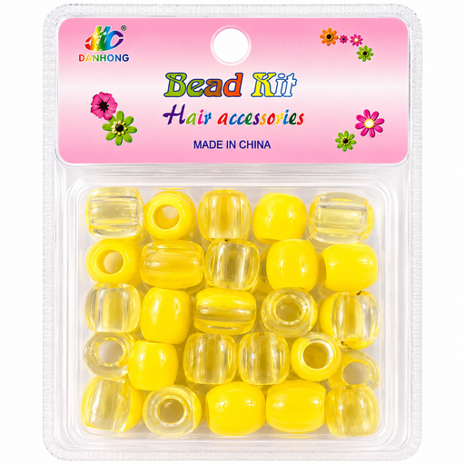 Kit de perles duo translucide et opaque jaune soleil