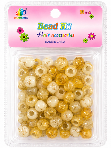 Kit de perles marbrées-ivoire et jaune doré